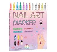 Polish Markers - Color Pen for Nail Design | Fast Drying 12 Shade Set with Smooth Flow Tips Comfortable Grip & Travel Friendly Build for Kids, Women, Teen, Holiday and DIY