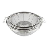 Polished Steel Rinse Set, Durable Fine Mesh Sieves, Utility with Long Reach Handle, High Strength Perforated Colander, Professional Culinary Tool with Style Food Strainer for Spaghetti Bouillon