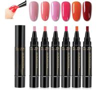Polishey Nail Polish Pens, Gel NailPolish Set, One Step Nail Gel Pen, 3 in 1 Nail Polish Pens Quick Dry, 36 Color Nail Polish GelPen 8 Ml, 6PCS Polishey Nails Pens for Nails Art DIY (Set D)