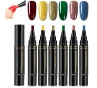 Polishey Nail Polish Pens, Gel NailPolish Set, One Step Nail Gel Pen, 3 in 1 Nail Polish Pens Quick Dry, 36 Color Nail Polish GelPen 8 Ml, 6PCS Polishey Nails Pens for Nails Art DIY (Set E)