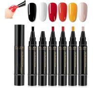 Polishey Nail Polish Pens, Gel NailPolish Set, One Step Nail Gel Pen, 3 in 1 Nail Polish Pens Quick Dry, 36 Color Nail Polish GelPen 8 Ml, 6PCS Polishey Nails Pens for Nails Art DIY (Set A)