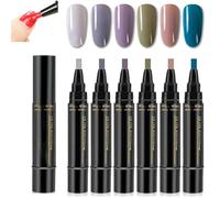 Polishey Nail Polish Pens, Gel NailPolish Set, One Step Nail Gel Pen, 3 in 1 Nail Polish Pens Quick Dry, 36 Color Nail Polish GelPen 8 Ml, 6PCS Polishey Nails Pens for Nails Art DIY (Set C)