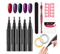 Polishey Nail Polish Pens UK, Juego Bolígrafos Esmalte Uñas Gel 5 Colores, Juego Bolígrafos Esmalte Uñas Secado Rápido Y Larga Duración Herramientas Para Decoración De Uñas Para Mujeres Y Niñas