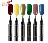Polishey - Polishey Nail Polish Pens, Three in One Pencil Nail Polish, One Step Nail Gel Pen, Polishey Nail Polish Pen Set, Gel Polish Pens for Nail Art, No Need Base Top Coat (6pcs-e)