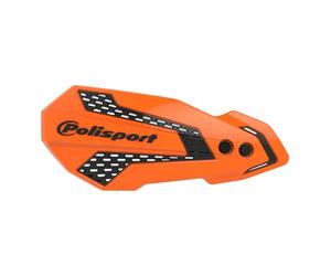 POLISPORT 8308200005 - Paramanos MX FLOW 1 punto de fijación MX-Style fabricado en plástico, kit de montaje incluido compatible con motocicletas KTM, GAS GAS, Husqvarna, Sherco en color naranja/negro