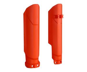 POLISPORT 8399300001 - Protector de horquilla envolvente completo fabricado en plástico resistente a los impactos y a la abrasión compatible con motocicletas KTM en color Naranja