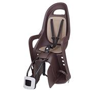 POLISPORT 8406000029 - Silla Trasera ecologica Groovy FF para Bicicleta con Ruedas de 26'' a 28'' Apta para niños con un Peso de 9 a 22Kg con Anclaje en el Cuadro en Color Marrón Oscuro/Marrón