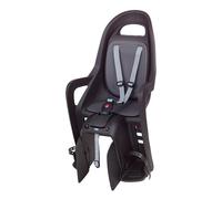 POLISPORT 8406100001 Groovy Maxi CFS Asiento Trasero Infantil - Seguro y Cómodo, 9 Mes-6 Años, Reposapiés y Reposabrazos Ajustables, Compatible con Portabicicletas, Negro/Gris Oscuro