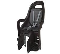POLISPORT 8406100001 - Silla Trasera ecologica Groovy CFS para Bicicleta con Ruedas de 26'' a 29'' Apta para niños con un Peso de 9 a 22Kg con Anclaje en el portaequipajes en Color Negro/Gris Oscuro