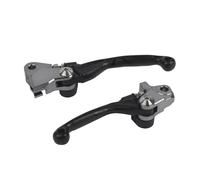 POLISPORT 8487200012 - Set de manetas abatibles irrompibles mecanizadas a partir de aluminio con adaptadores incluidos compatible con motocicletas KAWASAKI en color Negro