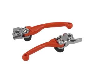 POLISPORT 8487200044 - Set de manetas abatibles irrompibles mecanizadas a partir de aluminio con adaptadores incluidos compatible con motocicletas KTM en color Naranja