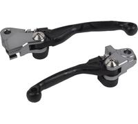 POLISPORT 8487200048 - Set de manetas abatibles irrompibles mecanizadas a partir de aluminio con adaptadores incluidos compatible con motocicletas HUSQVARNA en color Negro