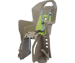 Polisport 8631500014 - Silla Trasera KOOLAH CFS para Bicicleta con Ruedas de 26'' a 29'' Apta para niños con un Peso de 9 a 22Kg con Anclaje en el portaequipajes en Color Marrón/Verde