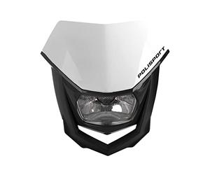 POLISPORT 8657400038 - Faro delantero HALO de polipropileno con lámpara de halógeno compatible con todos los modelos de motocross/enduro en color blanco/naranja