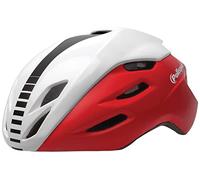 POLISPORT 8739800008 - Casco Aero-R Bicicleta Hombres y Mujeres Ajustable Talla L (58-61cm) con Visera desmontabley certificación CE en Color Rojo Mate/Blanco Brillo/Negro