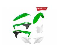 POLISPORT Kit plástico color original (2017) verde/negro/blanco Kawasaki KX250F, blanco