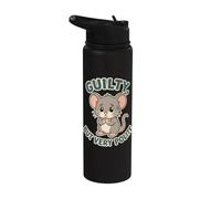 Polite Guilt Mouse Humor Funny Apology Saying Stainless Steel Insulated Water Bottle