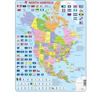Político Mapa Del Norte América - Marco / Tablero Puzle Rompecabezas 29cm x 37cm
