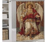 POLIUAWS Angel of Justice and Balance Shower Curtain Anti Mould Proof Resistant Underwater Bath Shower Curtains for Bathroom Wet Room with Hooks Waterproof Washable Fabric 64.17x70.87Inch（163x180cm）