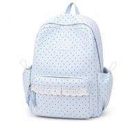 Polka Dot Backpack, Large Capacity Nylon Daypack with Multiple Pockets and Adjustable Padded Straps (Blue)