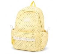 Polka Dot Backpack, Large Capacity Nylon Daypack with Multiple Pockets and Adjustable Padded Straps (Yellow)