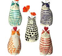Polka Dot Cat Vase, Hand-Painted Cat Vase Collection, Whimsical Adorable Flower Vases Bud, Funny Unique Tiny Animal Vases, Creative Cats for Office Home Decor, Perfect for Cats Lovers(5PCS*Mix)