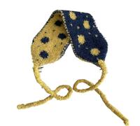 Polka Dot Jacquard Contrasting Color Knitted Headscarf Women Autumn and Winter Warm Ear Protection Versatile Earmuffs(Yellow)