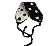 Polka Dot Jacquard Contrasting Color Knitted Headscarf Women Autumn and Winter Warm Ear Protection Versatile Earmuffs(Color1)