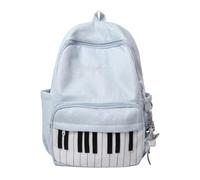 Polkadot Piano Backpack, Piano Polka Dot Print Y2K School Backpack with Pendant, Large Capacity Lightweight Bookbag for School, Travel and Work (Blue)
