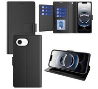 Pollachi Funda Magnética Compatible con 16E/SE 4,Funda Cartera de Piel con 9 Tarjeteros y Soporte,Carcasa Cubierta Protectora Cuero Antigolpes con Protector Vidrio Templado-Negro