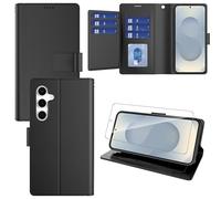 Pollachi Funda Magnética Compatible con Samsung Galaxy S25 Plus 5G,Funda Cartera de Piel con 9 Tarjeteros y Soporte,Carcasa Cubierta Protectora Cuero Antigolpes con Protector Vidrio Templado,Negro