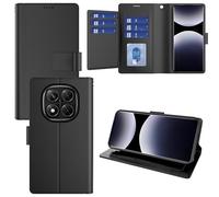 Pollachi Funda Magnética Compatible con Xiaomi Redmi Note 14 Pro 5G,Funda Cartera de Piel con 9 Tarjeteros y Soporte,Carcasa Cubierta Protectora Cuero Antigolpes para Redmi Note 14 Pro,Negro