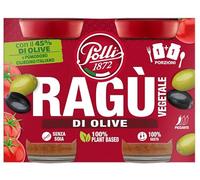 POLLI - Ragú de Verduras con Aceitunas y Tomate Cherry, Aceite de Oliva, Salsa 100% Vegetal, Sabor ligeramente Picante, Producto Italiano, 2x90gr