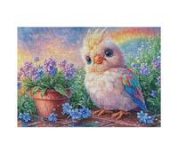Pollito Colorido bajo la Lluvia con Flores Puzzle 300 Piezas Educativo Construir 3D Rompecabezas para Familia Maquetas Educativas Desafío Intelectual Decoración Hogar 300 PCS