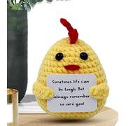 Pollito de apoyo emocional, animal de apoyo emocional, pequeño juguete de ganchillo de pollito de animal positivo, tarjeta de ganchillo, muñeca de punto hecha a mano para decoración de estudio en casa