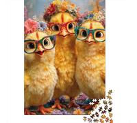 Pollitos Sombrero de Guirnalda de Flores Puzzle de 1000 Piezas Puzzle para Adultos Relajación Hogar Decoración Regalo 52x38cm/1000pcs