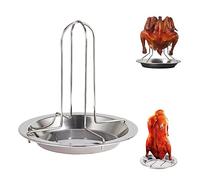 Pollo Barbacoa Soporte Soporte de Asar Pollo Vertical con Bandeja de Goteo Antiadherente Asador Vertical de Pollo Barbacoa y Accesorio para Parrilla