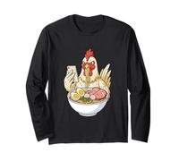 Pollo Comiendo Fideos Ramen Desplazamiento Teléfono Manga Larga
