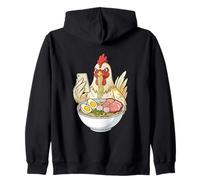 Pollo Comiendo Fideos Ramen Desplazamiento Teléfono Sudadera con Capucha