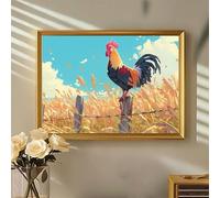 Pollo Diamond Painting 60x45cm, Kit Manualidades Adultos 5D Diamond Art, Kit Pintura de Diamante Granja Manualidades Adultos, DIY Cuadro de Diamantes Punto de Cruz Diamante para Decoración Hogar W-909