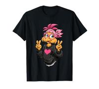 Pollo Divertido con Gafas Bandana Rosa Crazy Chicken Lady Camiseta
