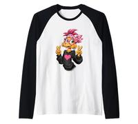Pollo Divertido con Gafas Bandana Rosa Crazy Chicken Lady Camiseta Manga Raglan