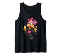 Pollo Divertido con Gafas Bandana Rosa Crazy Chicken Lady Camiseta sin Mangas