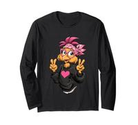 Pollo Divertido con Gafas Bandana Rosa Crazy Chicken Lady Manga Larga