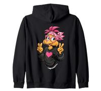 Pollo Divertido con Gafas Bandana Rosa Crazy Chicken Lady Sudadera con Capucha