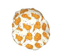 Pollo Frito Crujiente Comida Rápida Gorro de ducha, gorro de dormir, gorro de baño elástico impermeable de doble capa, gorro de baño reutilizable