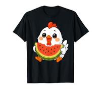 Pollo Kawaii Comiendo Sandía Verano Fruta Pollo Amante Camiseta