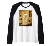 Pollo Lindo Comiendo Fideos Ramen Pollos Divertidos Japón Camiseta Manga Raglan