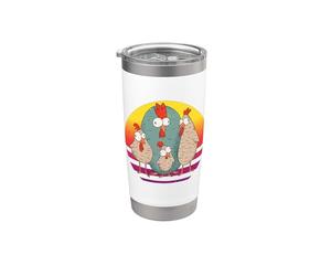 Pollo loco divertido en Comicstyle Crazy Chicken Crew Vaso térmico de acero inoxidable de doble pared
