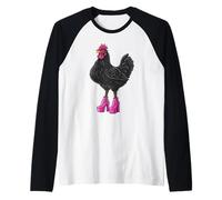 Pollo Loco en Tacones Rosa Color Camiseta Manga Raglan